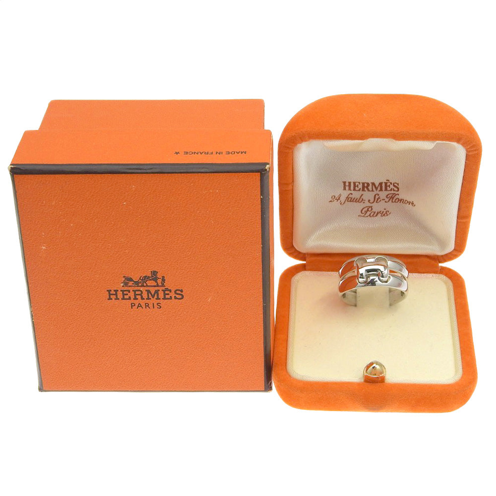 HERMES Ring K18 white gold Silver vintage Olympe 51