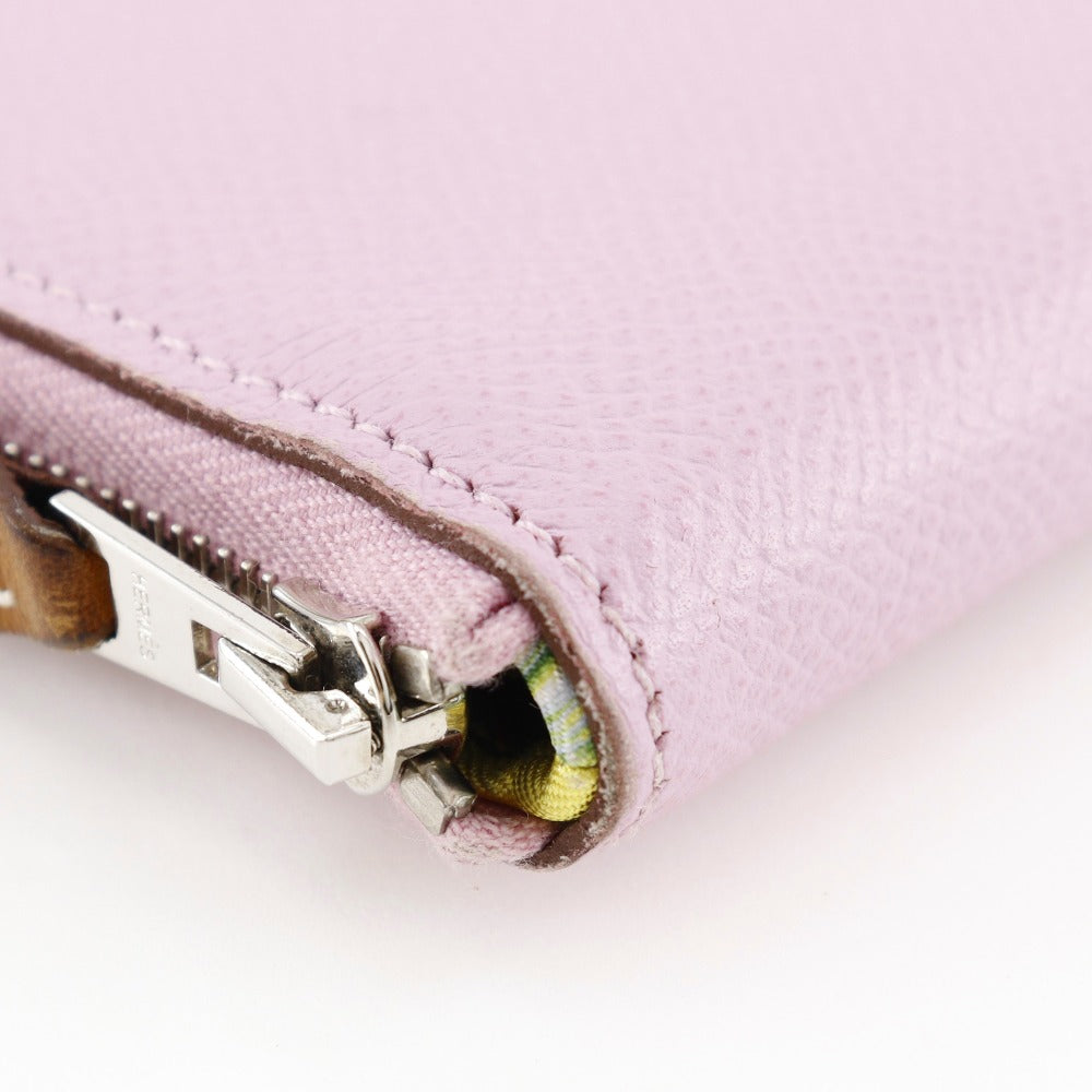 HERMES Long Wallet Purse Epsom pink Azap long silk in Women Used