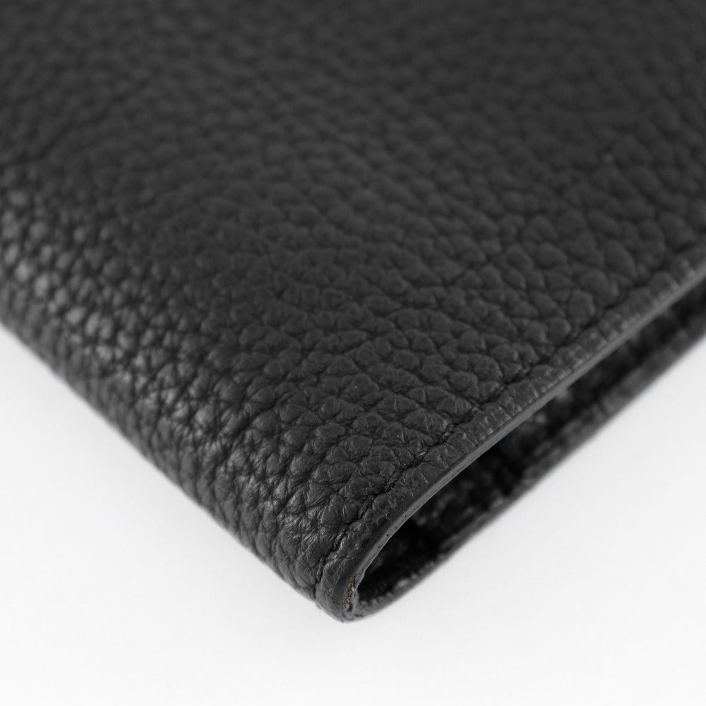 HERMES Long Wallet Purse Togo Black/Silver Metal Dogon GM Women(Unisex) Used