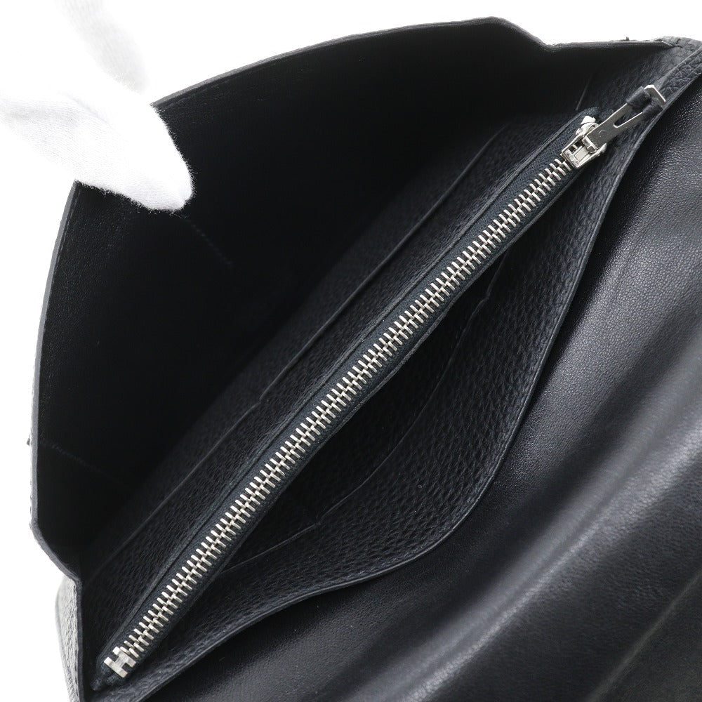 HERMES Long Wallet Purse Togo Black/Silver Metal Dogon GM Women(Unisex) Used