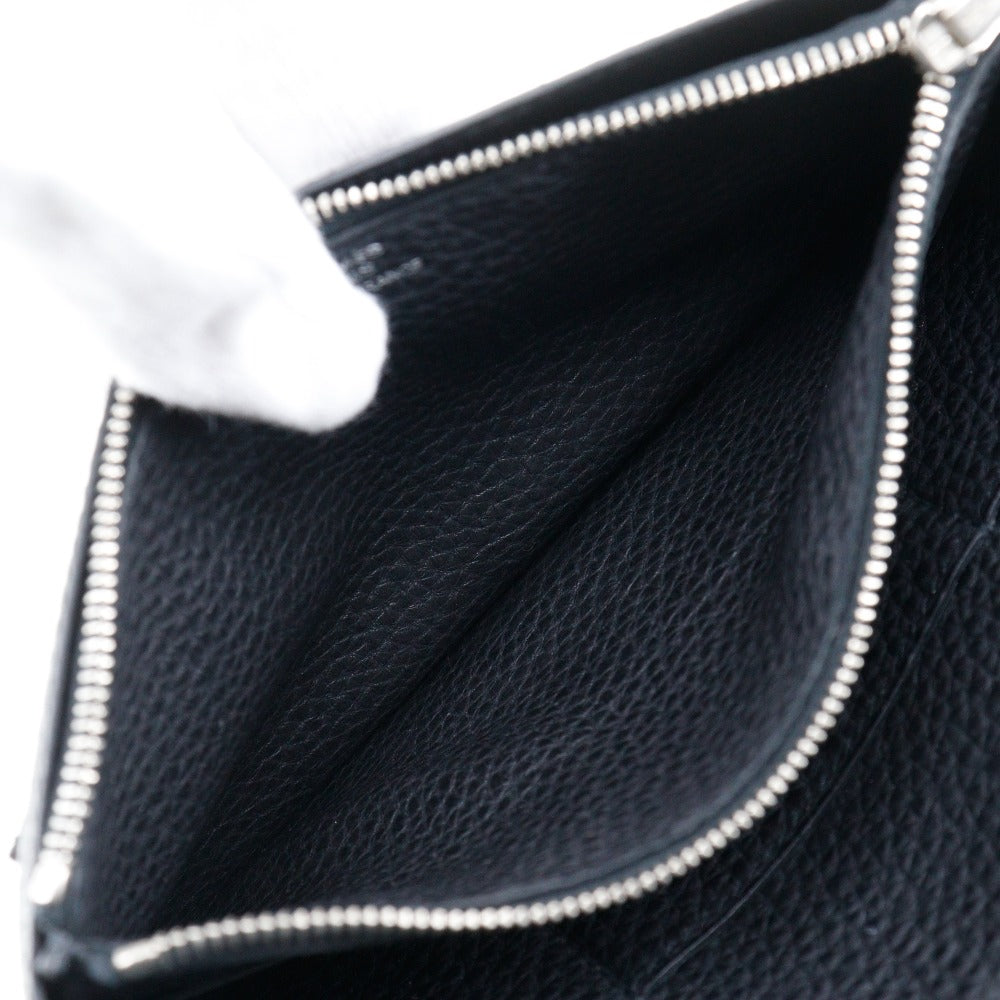 HERMES Long Wallet Purse Togo Black/Silver Metal Dogon GM Women(Unisex) Used
