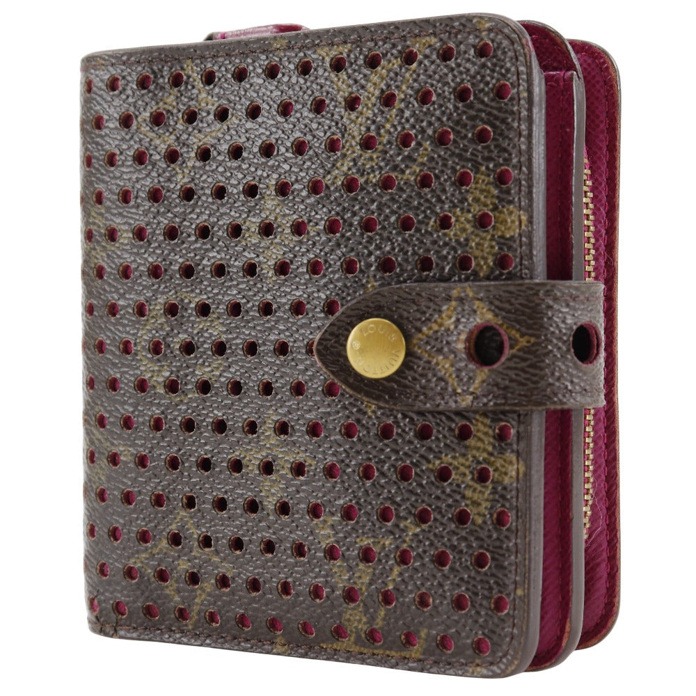 LOUIS VUITTON Bifold Wallet M95188 Monogram canvas Brown / Pink Monogram Perfo Compact zip Women Used