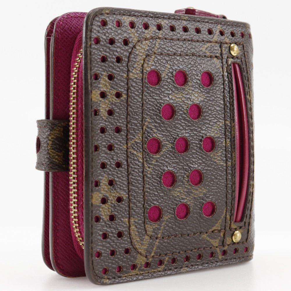 LOUIS VUITTON Bifold Wallet M95188 Monogram canvas Brown / Pink Monogram Perfo Compact zip Women Used