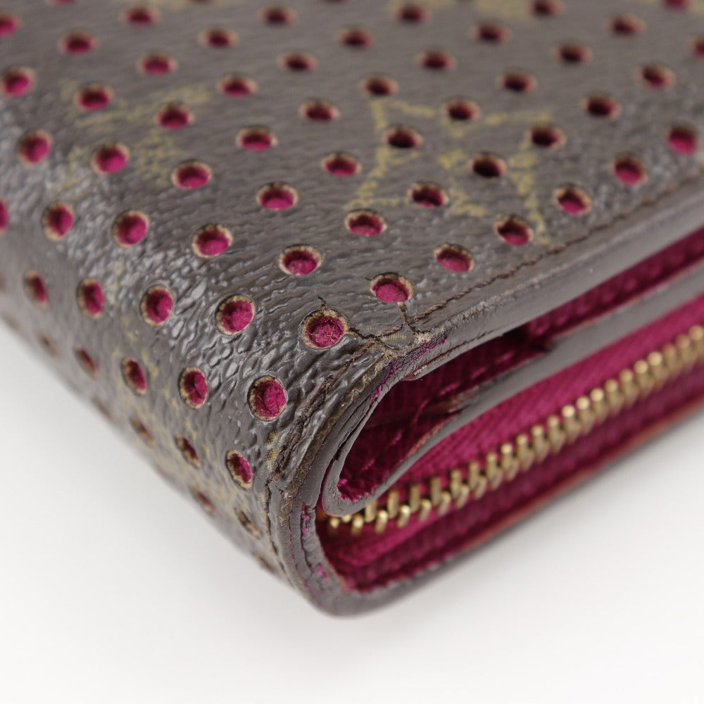 LOUIS VUITTON Bifold Wallet M95188 Monogram canvas Brown / Pink Monogram Perfo Compact zip Women Used