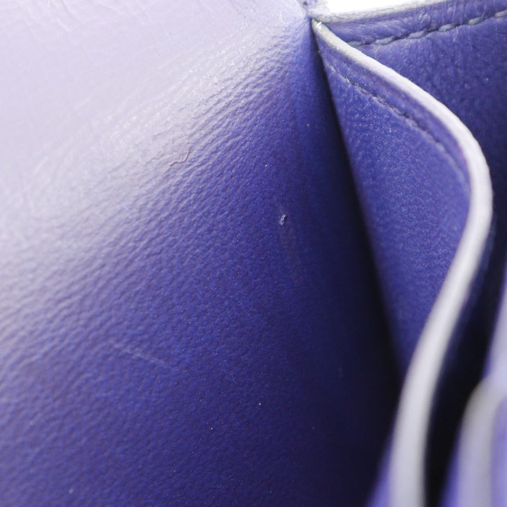 HERMES Long Wallet Purse Epsom Blue Passan Long Sangle Caval Women Used
