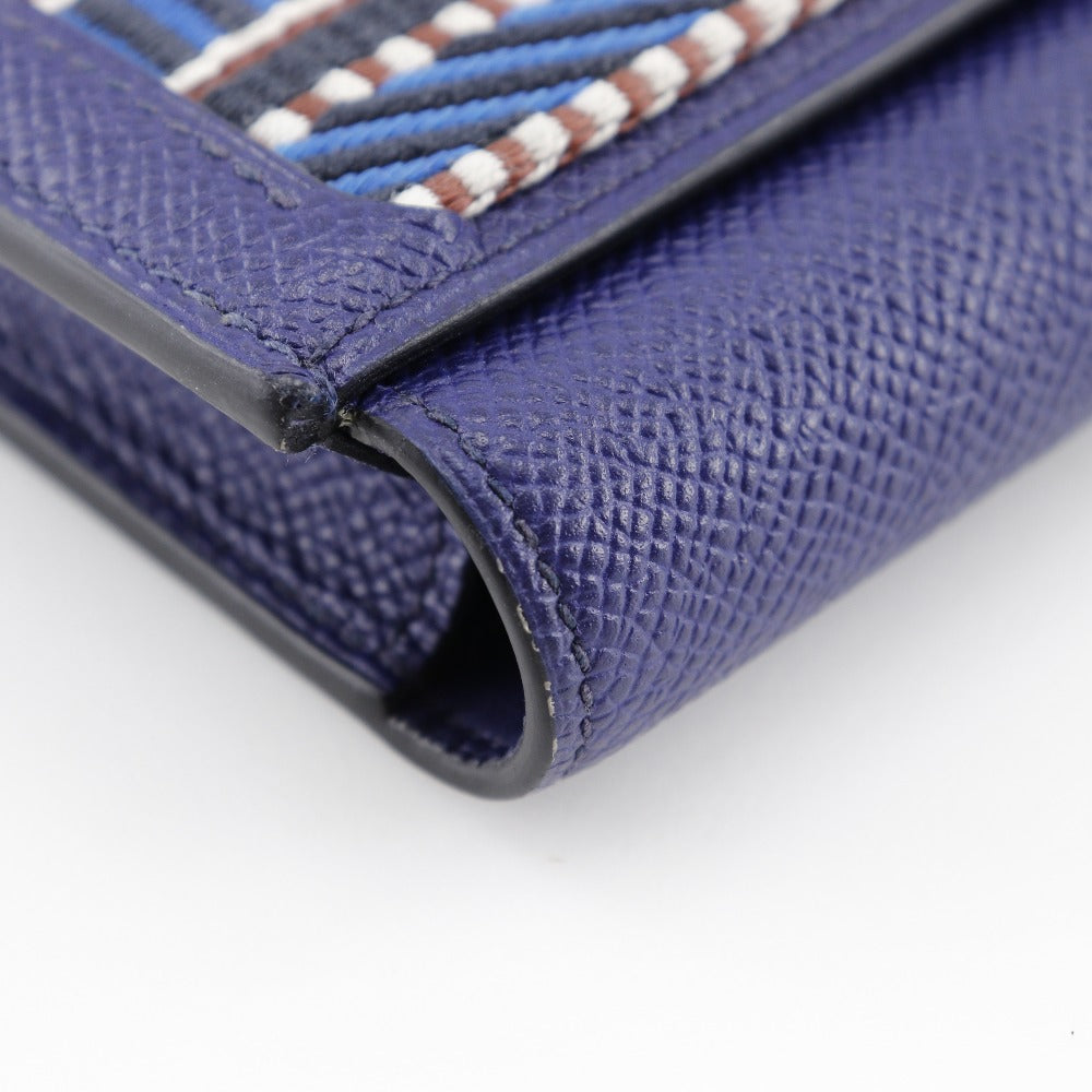 HERMES Long Wallet Purse Epsom Blue Passan Long Sangle Caval Women Used