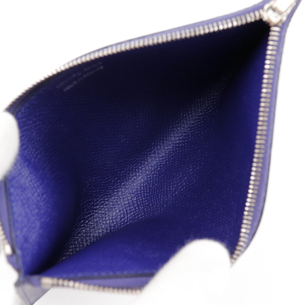 HERMES Long Wallet Purse Epsom Blue Passan Long Sangle Caval Women Used