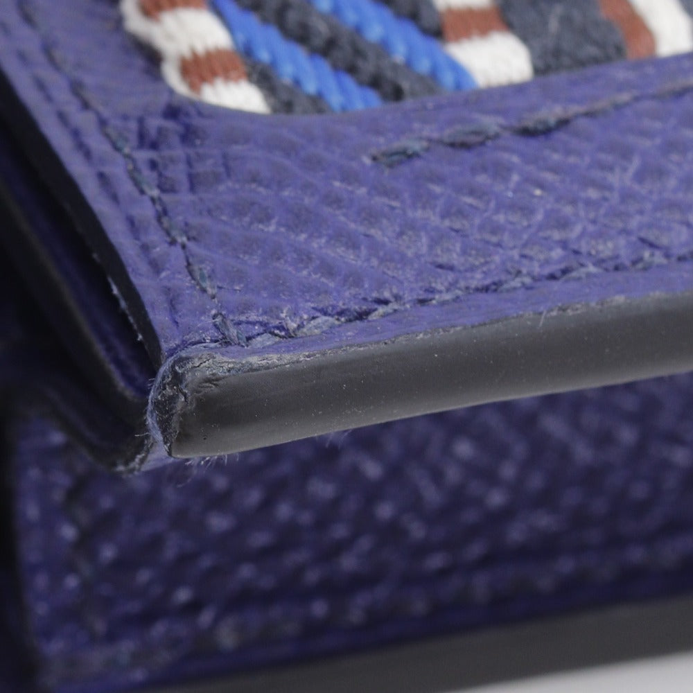 HERMES Long Wallet Purse Epsom Blue Passan Long Sangle Caval Women Used