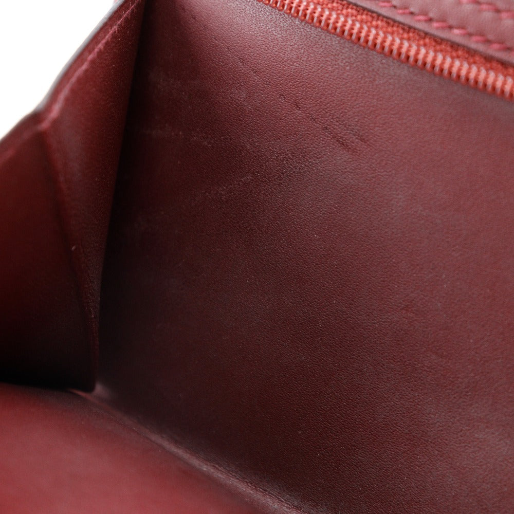 HERMES Long Wallet Purse Calfskin wine-red Bean Women Used