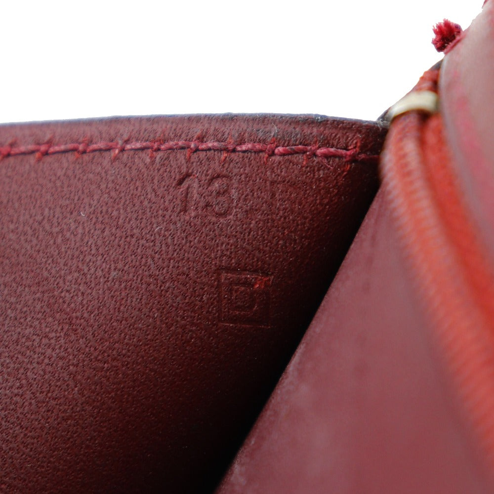 HERMES Long Wallet Purse Calfskin wine-red Bean Women Used