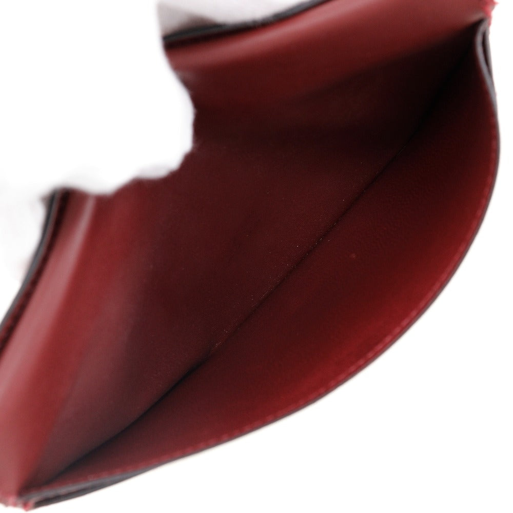 HERMES Long Wallet Purse Calfskin wine-red Bean Women Used
