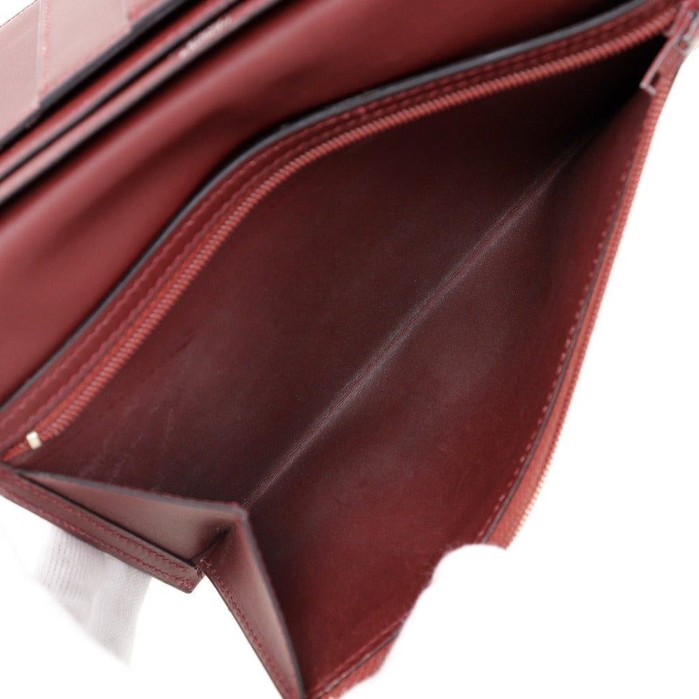 HERMES Long Wallet Purse Calfskin wine-red Bean Women Used