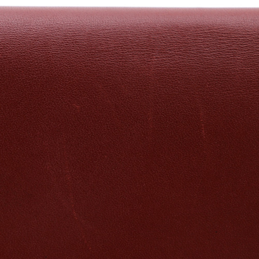 HERMES Long Wallet Purse Calfskin wine-red Bean Women Used