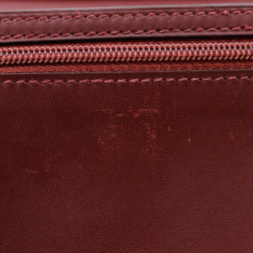HERMES Long Wallet Purse Calfskin wine-red Bean Women Used