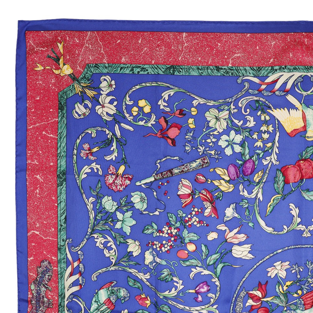 HERMES scarf silk Blue PIERRES D' ORIENT ET D' OCCIDENT Carre90