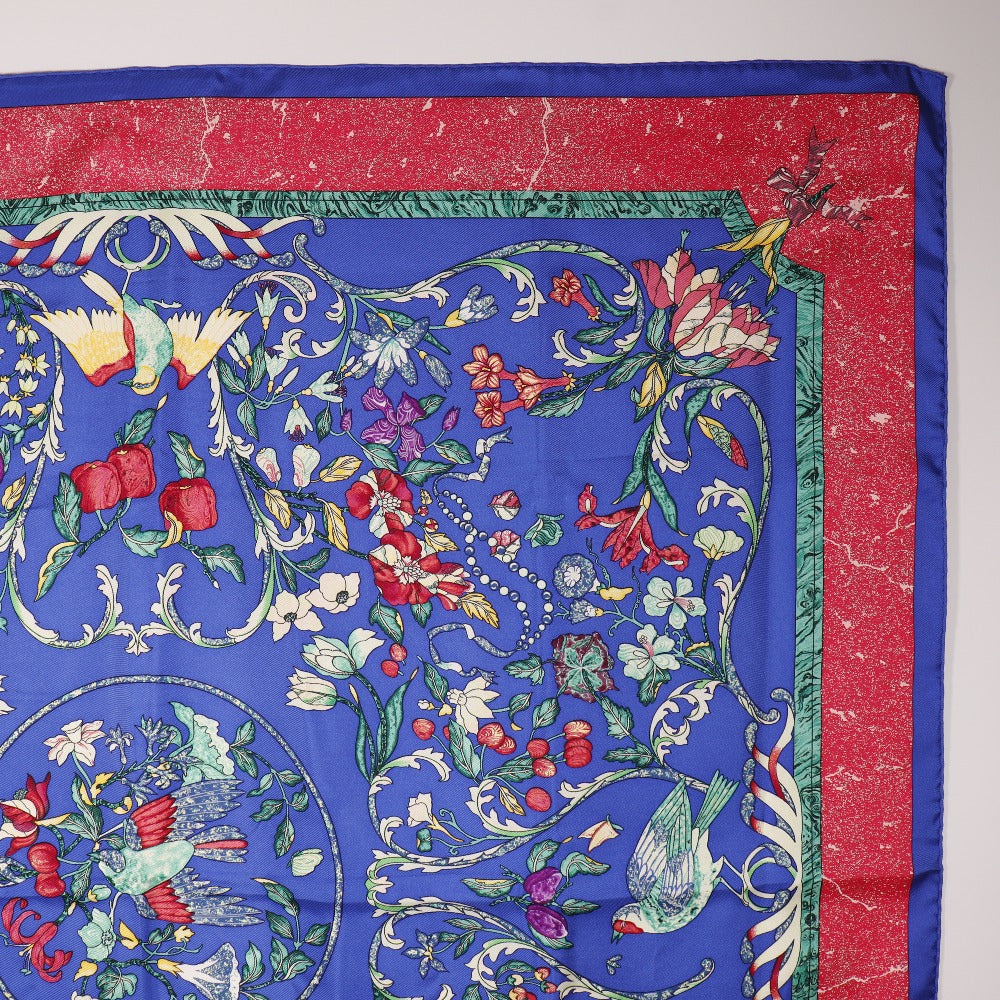 HERMES scarf silk Blue PIERRES D' ORIENT ET D' OCCIDENT Carre90
