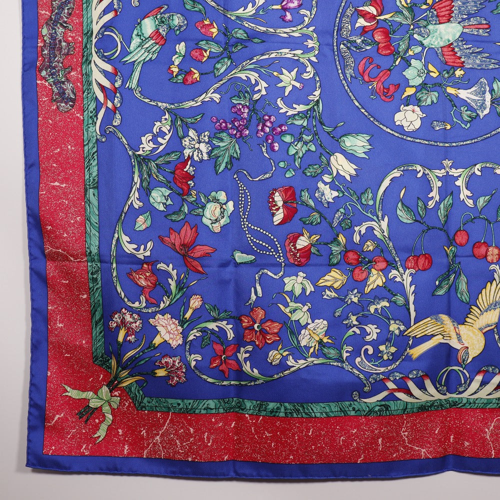 HERMES scarf silk Blue PIERRES D' ORIENT ET D' OCCIDENT Carre90