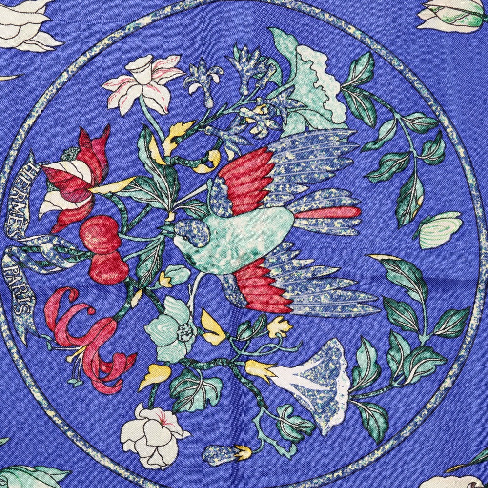 HERMES scarf silk Blue PIERRES D' ORIENT ET D' OCCIDENT Carre90