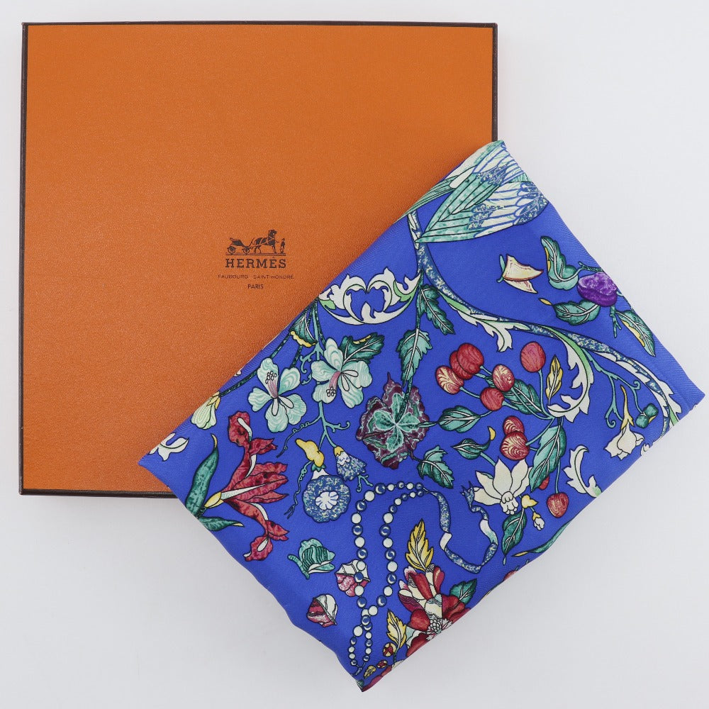 HERMES scarf silk Blue PIERRES D' ORIENT ET D' OCCIDENT Carre90