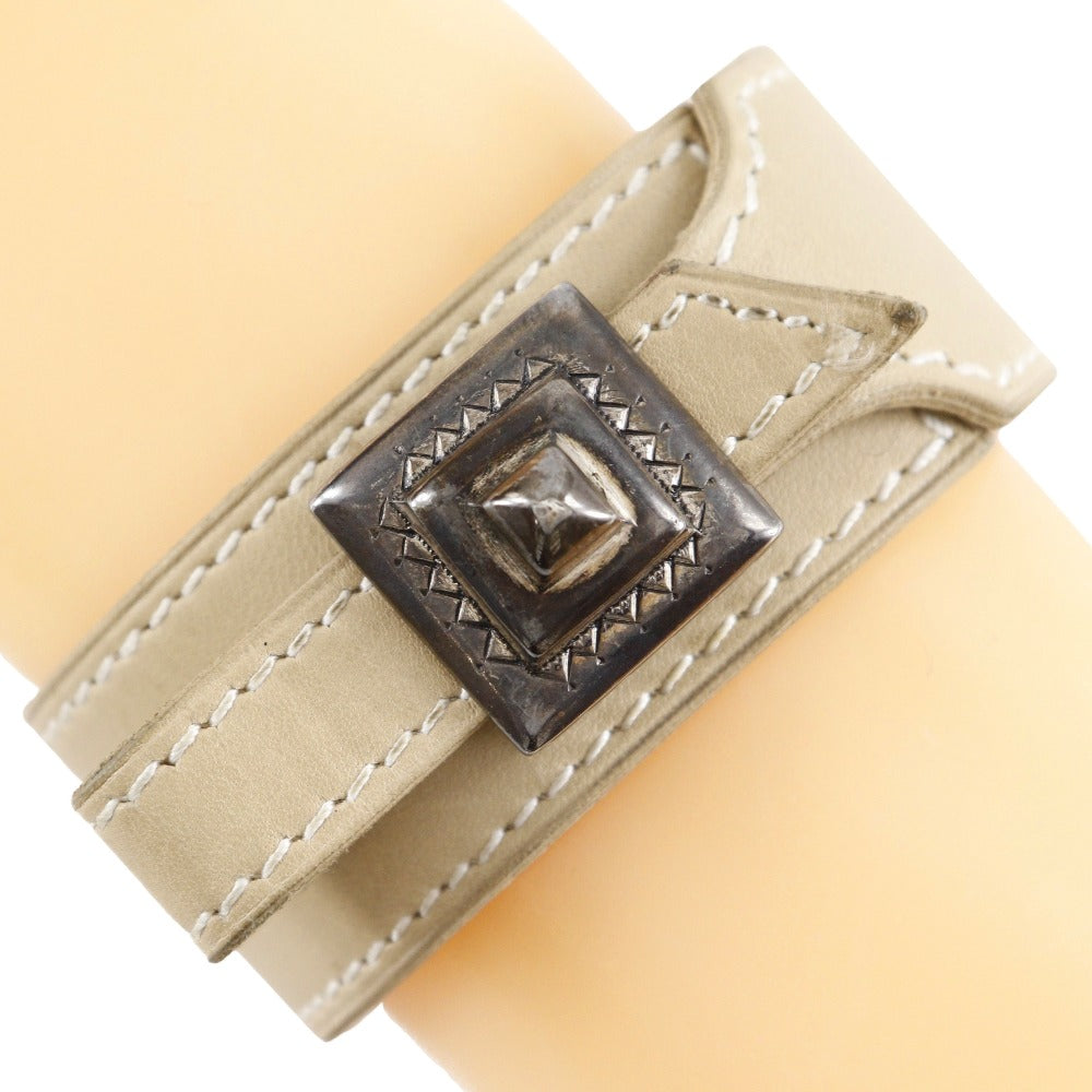 HERMES bracelet Calfskin beige Artemis Tuareg Women Used