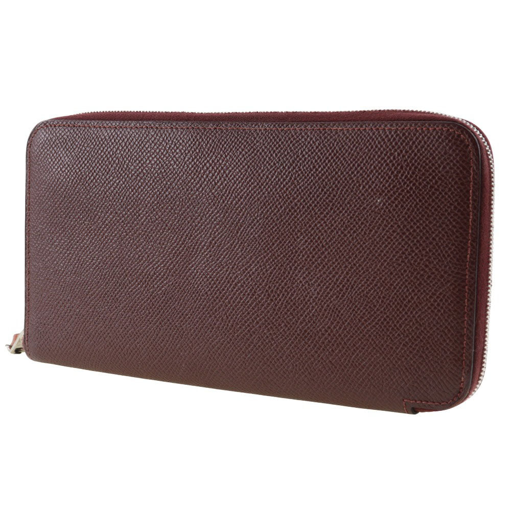 HERMES Long Wallet Purse Epsom Bordeaux Azap Long Silk Inn Women Used