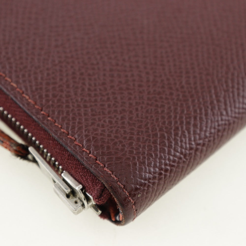 HERMES Long Wallet Purse Epsom Bordeaux Azap Long Silk Inn Women Used