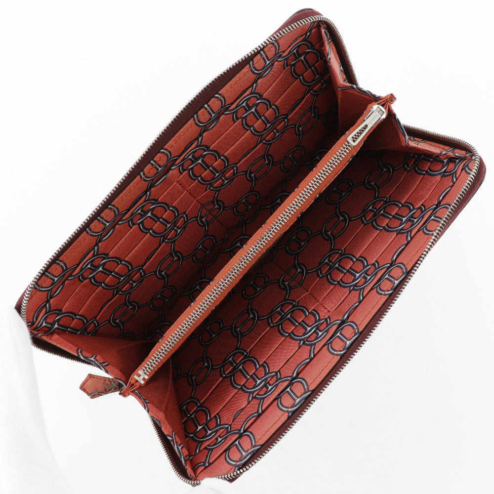 HERMES Long Wallet Purse Epsom Bordeaux Azap Long Silk Inn Women Used
