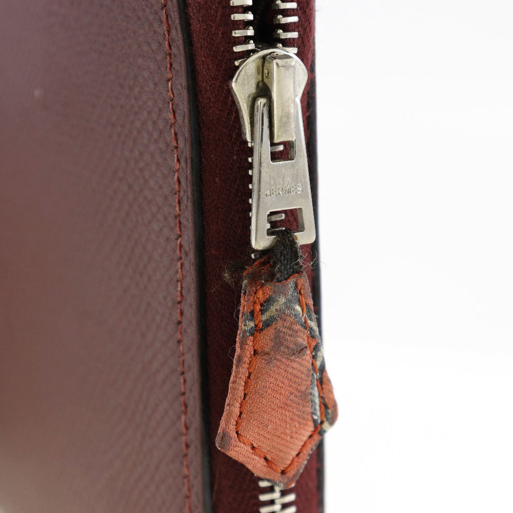 HERMES Long Wallet Purse Epsom Bordeaux Azap Long Silk Inn Women Used