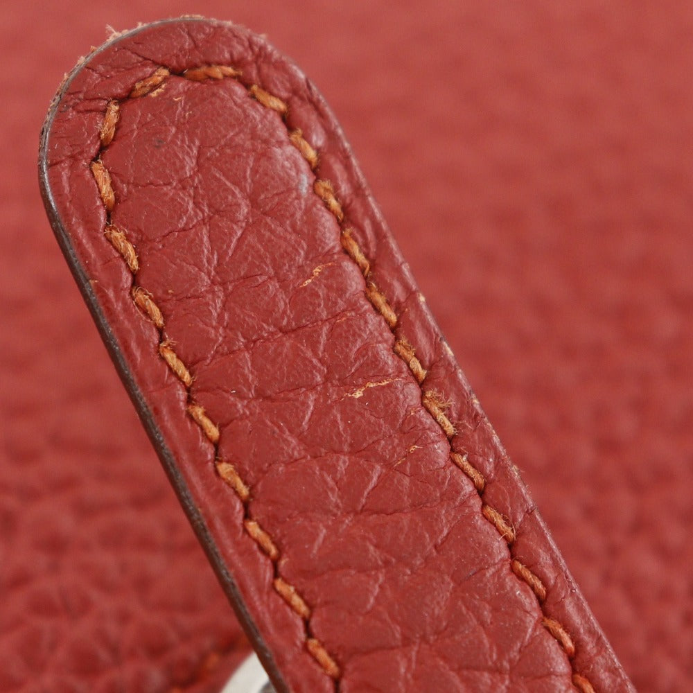 HERMES Long Wallet Purse Togo Red Dogon Long Women Used