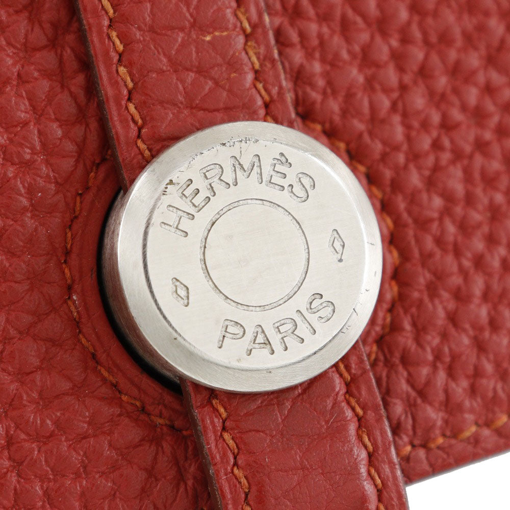 HERMES Long Wallet Purse Togo Red Dogon Long Women Used