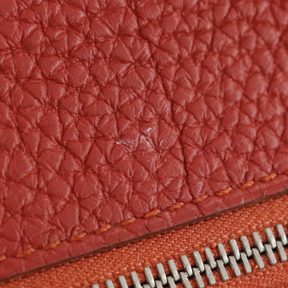 HERMES Long Wallet Purse Togo Red Dogon Long Women Used