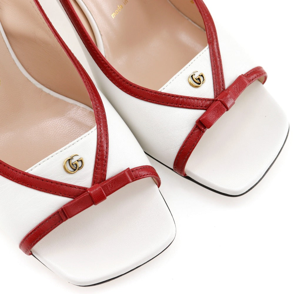 GUCCI Sandals 601553 leather White / red GG ribbon Women 37 Used