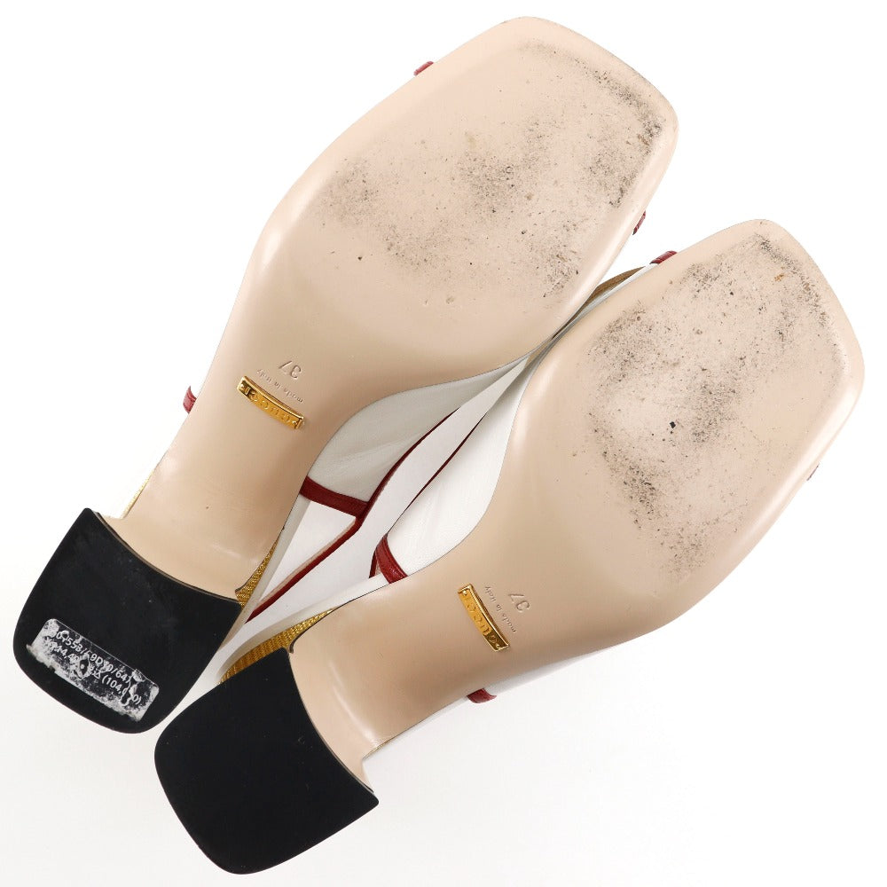 GUCCI Sandals 601553 leather White / red GG ribbon Women 37 Used