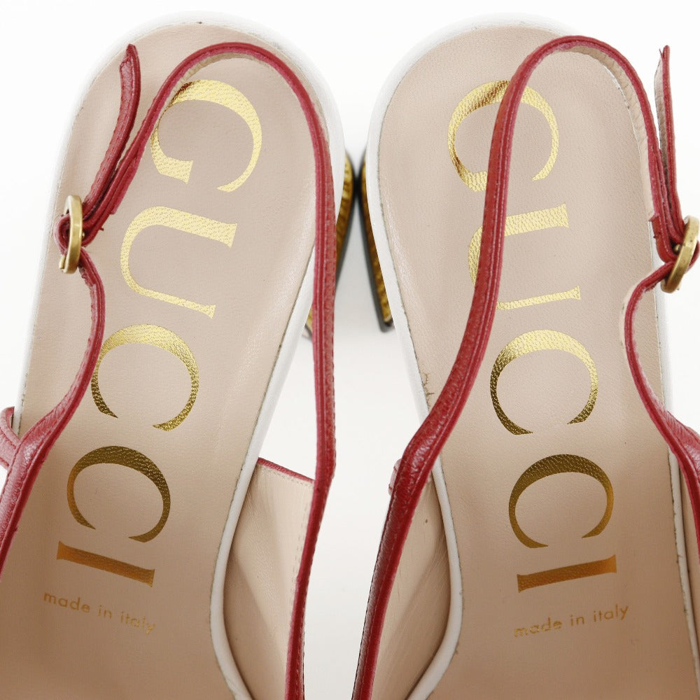 GUCCI Sandals 601553 leather White / red GG ribbon Women 37 Used