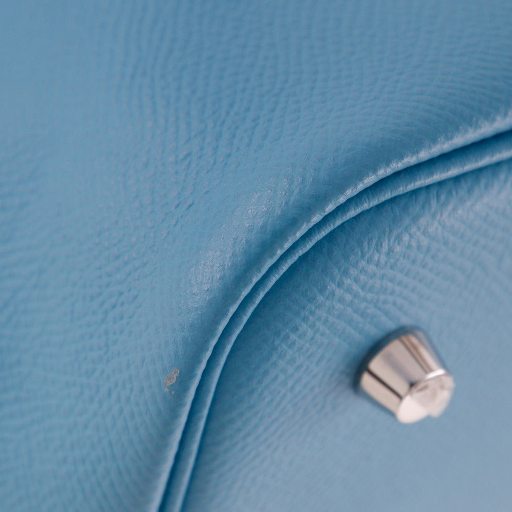 HERMES Handbag Epsom light blue Tresage Pico Tan Lock MM