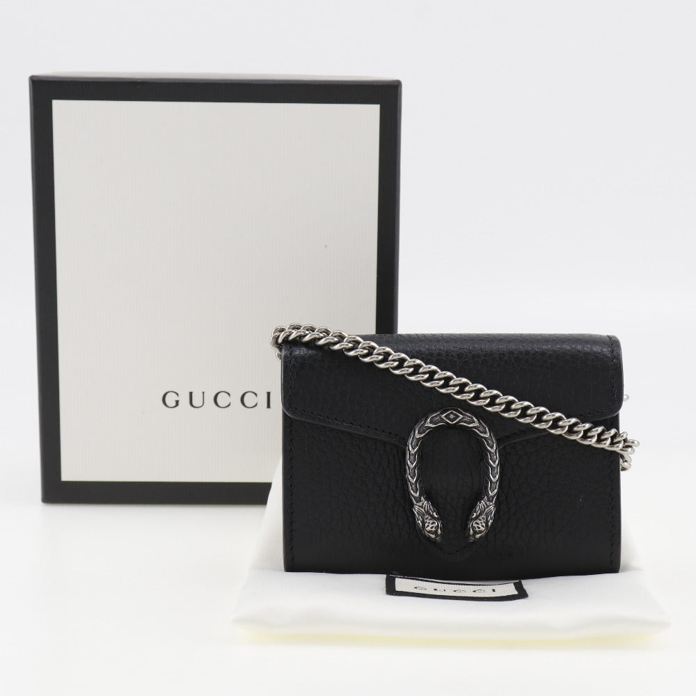 GUCCI Coin case 574930 Calfskin black Chain wallet Dionysus Chain Coin Purse