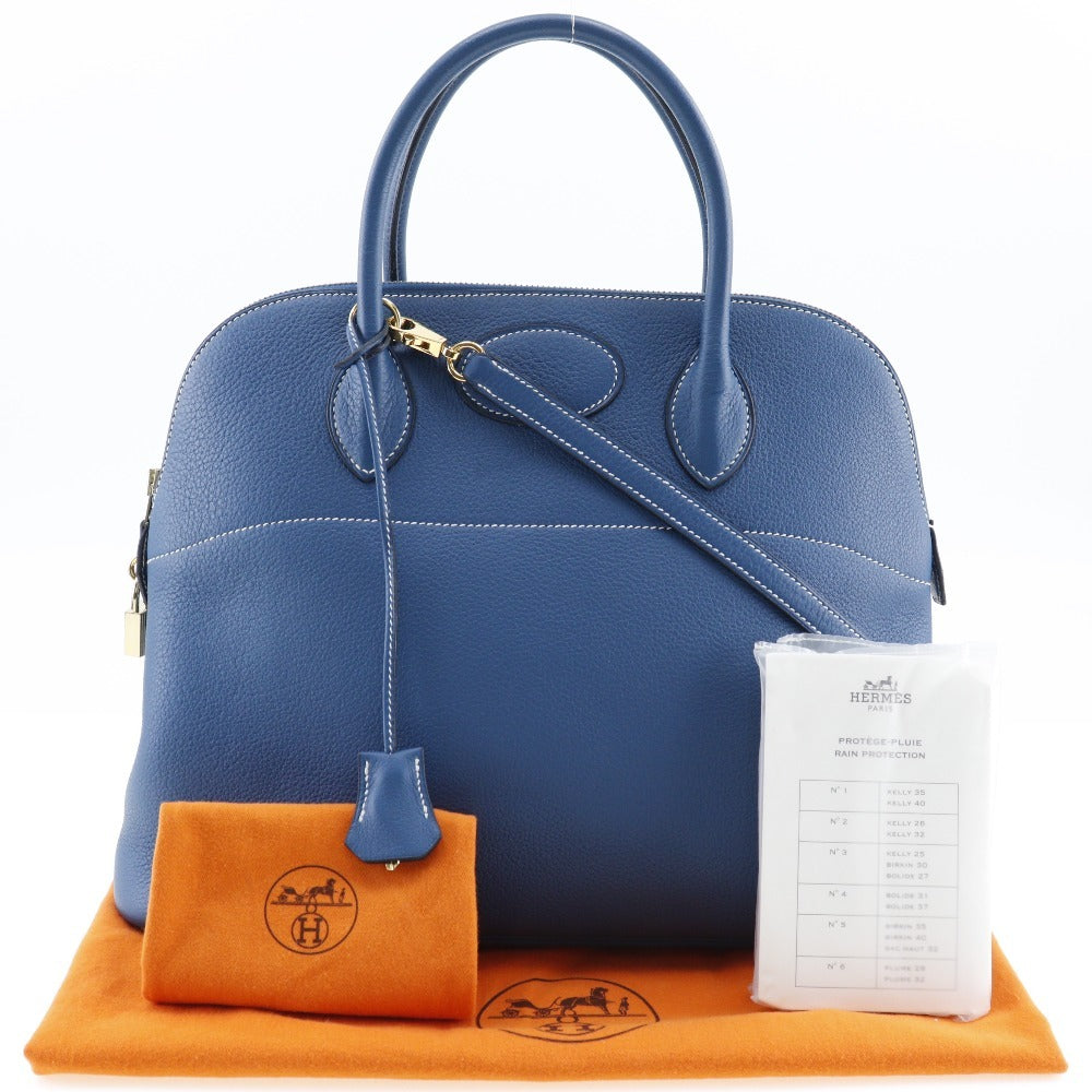 HERMES Handbag G Engraving Taurillon Clemence Blue Bored 37