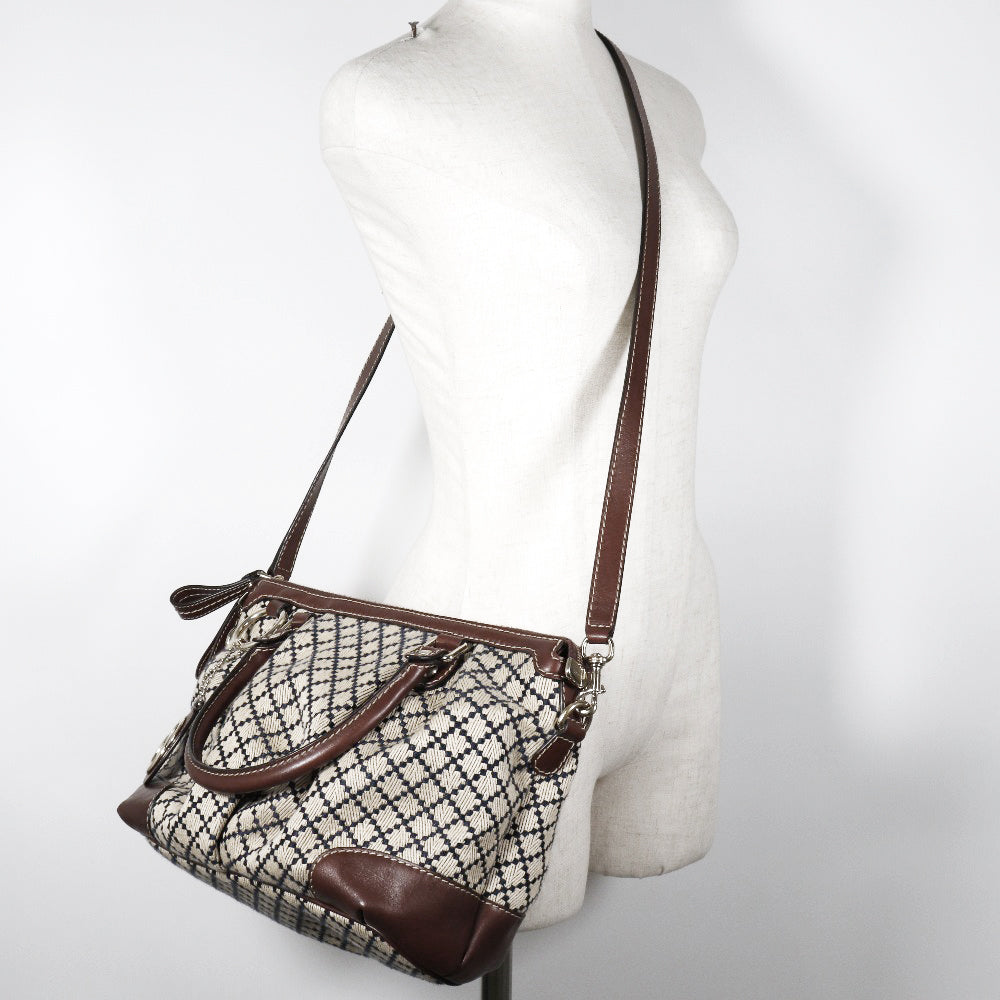 GUCCI Handbag 247902 Canvas, Leather Brown, Navy Diamante Sukey Women Used
