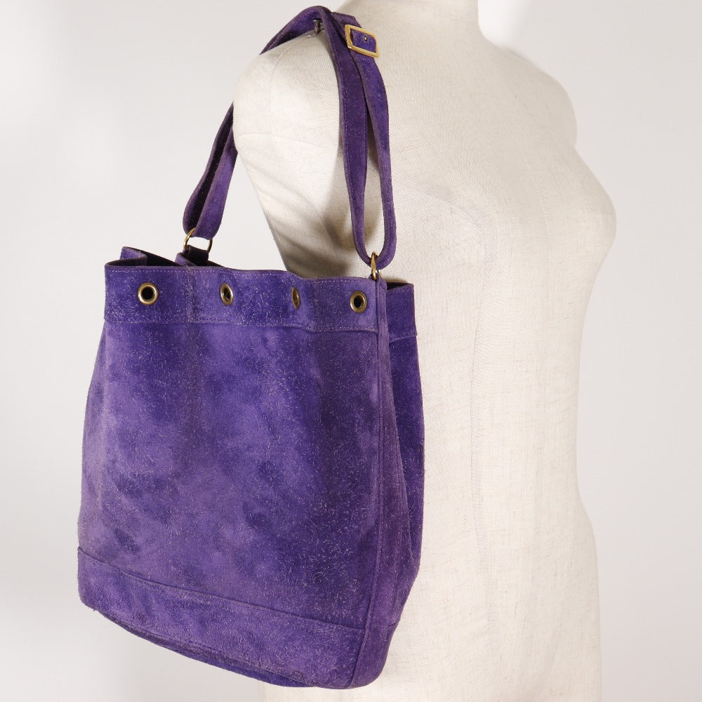 HERMES Shoulder Bag Suede purple Market GM Women Used