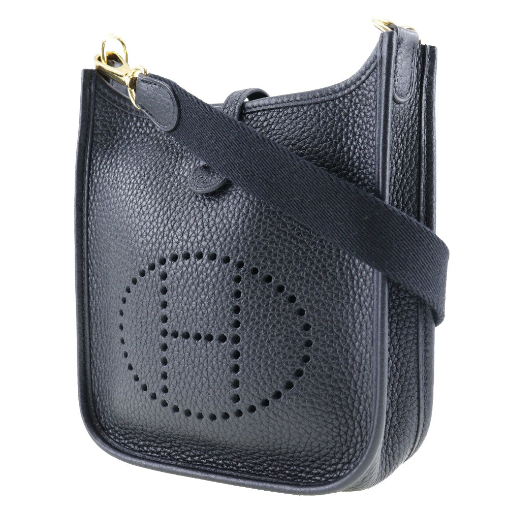 HERMES Shoulder Bag Taurillon Clemence Black/Gold Metal Amazone Evelyn TPM