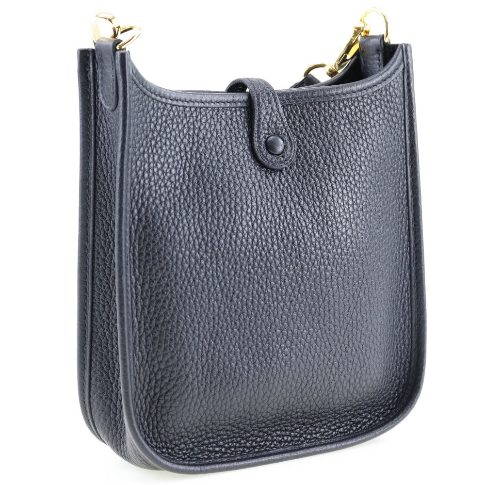 HERMES Shoulder Bag Taurillon Clemence Black/Gold Metal Amazone Evelyn TPM