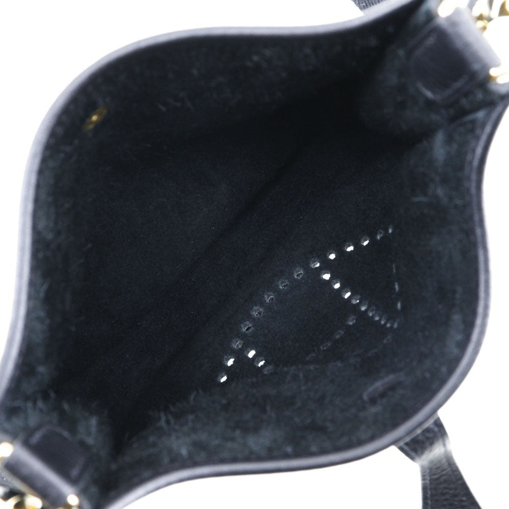 HERMES Shoulder Bag Taurillon Clemence Black/Gold Metal Amazone Evelyn TPM