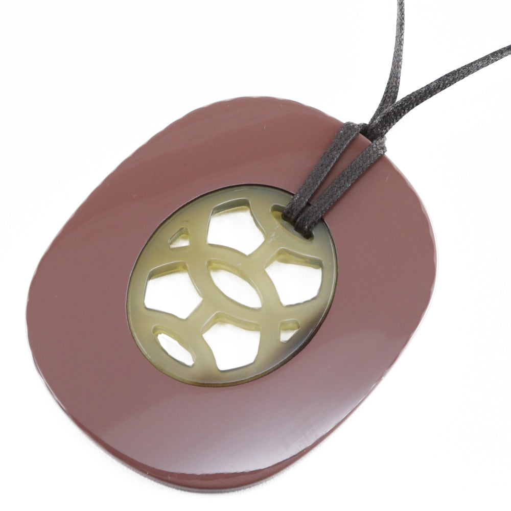 HERMES Necklace 044536FL Buffalo horn Brown Lift GM Women Used