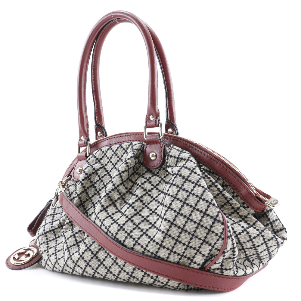 GUCCI Handbag 223974 GG canvas Gray, Red Sukey Diamante Women Used