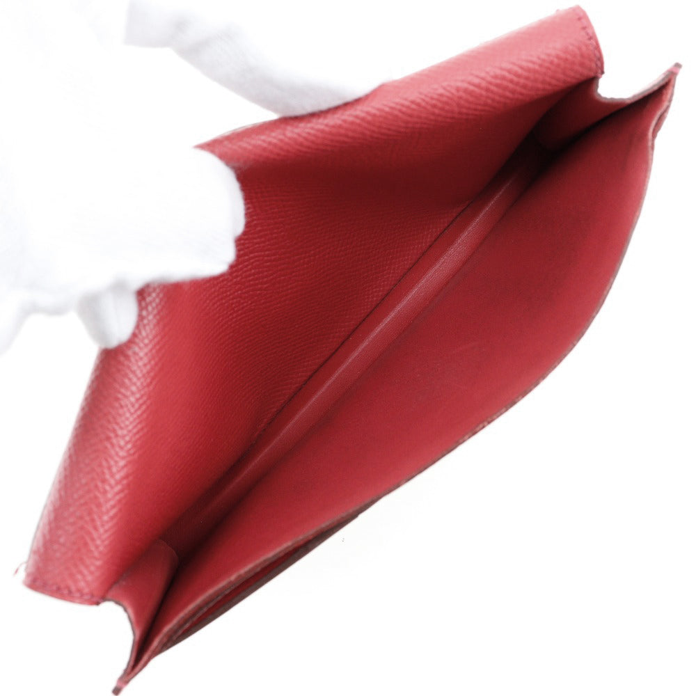 HERMES Long Wallet Purse Epsom Red Beansufla Women Used