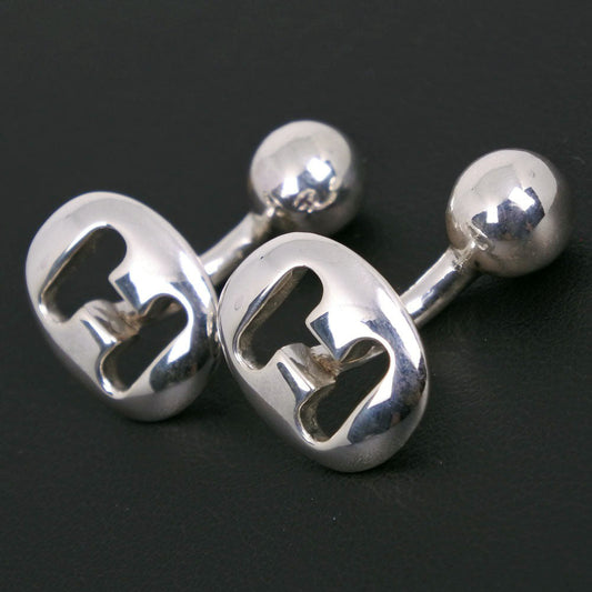 HERMES cuffs metallic Silver vintage H logo mens Used
