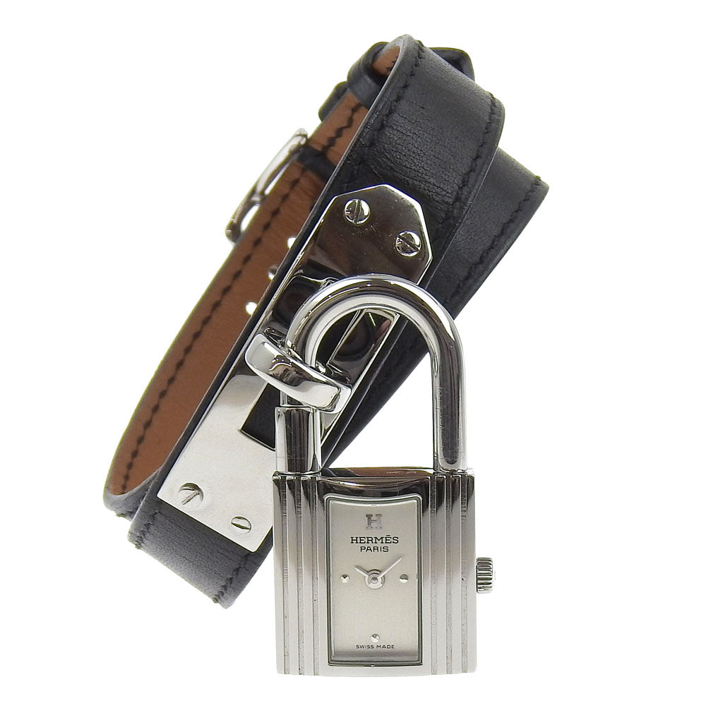 HERMES Watches Quartz KE1.210 Stainless Steel , Embossed Leather Silver Kelly watch Silver dial