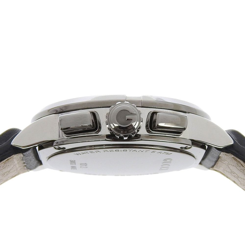 GUCCI Watches Quartz 101.2 Stainless Steel , Embossed Leather black G Chrono black dial