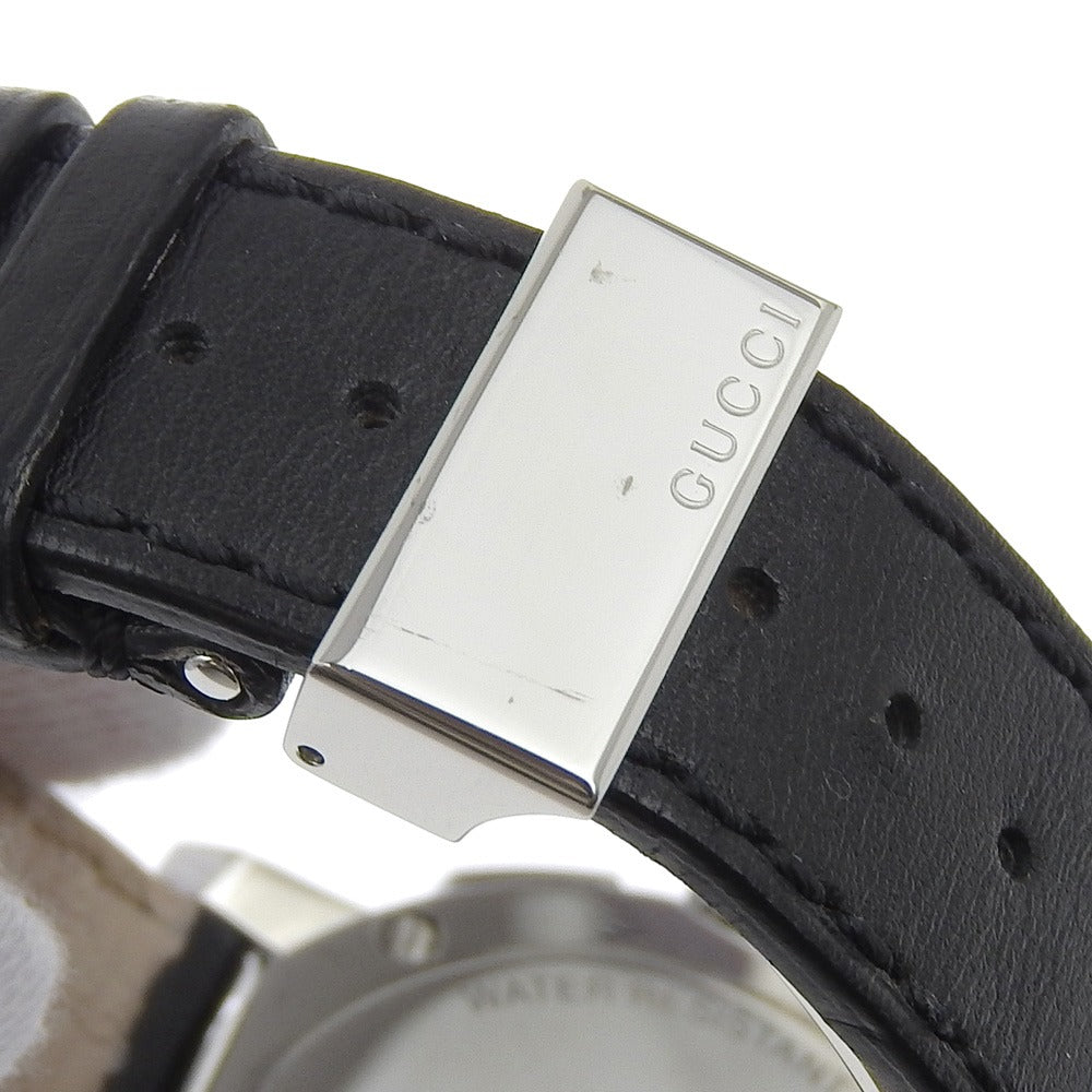 GUCCI Watches Quartz 101.2 Stainless Steel , Embossed Leather black G Chrono black dial
