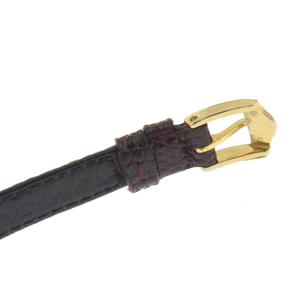 GUCCI Watches Quartz Plated Gold, embossed leather gold Side Shelly White dial